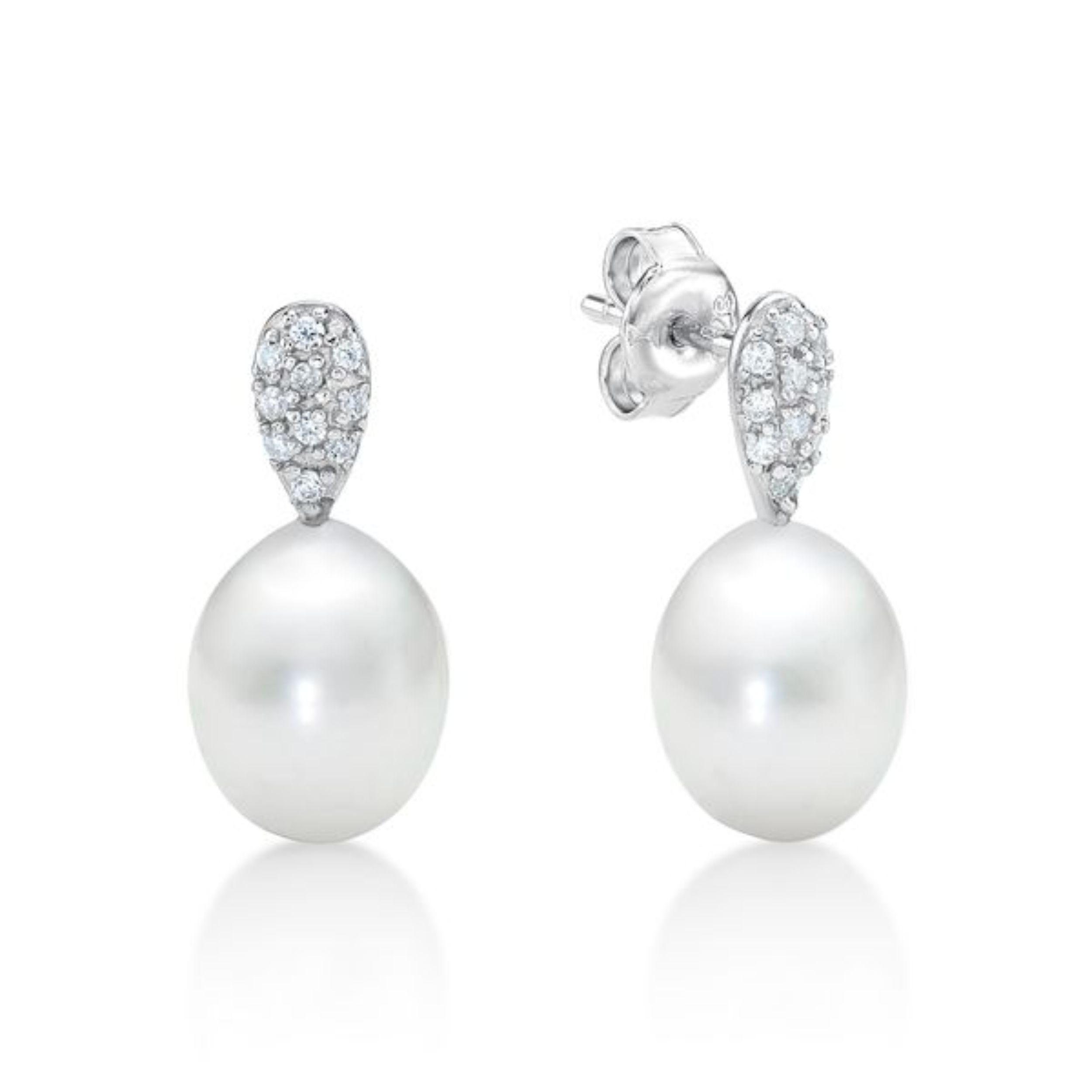 Picture of 8mm FW WHT, PAVE TEAR DROP