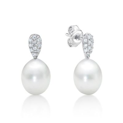 Picture of 8mm FW WHT, PAVE TEAR DROP