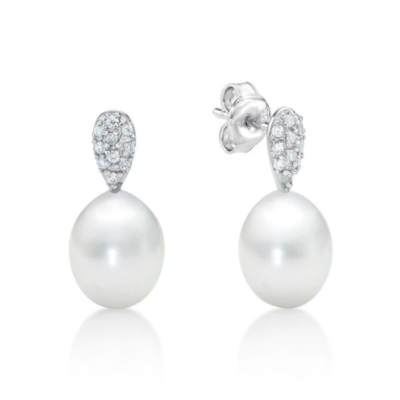 Picture of 8mm FW WHT, PAVE TEAR DROP