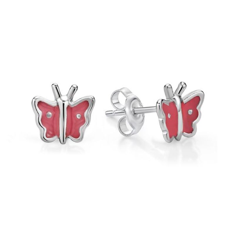 Picture of BUTTERFLY STUDS, PINK INLAY