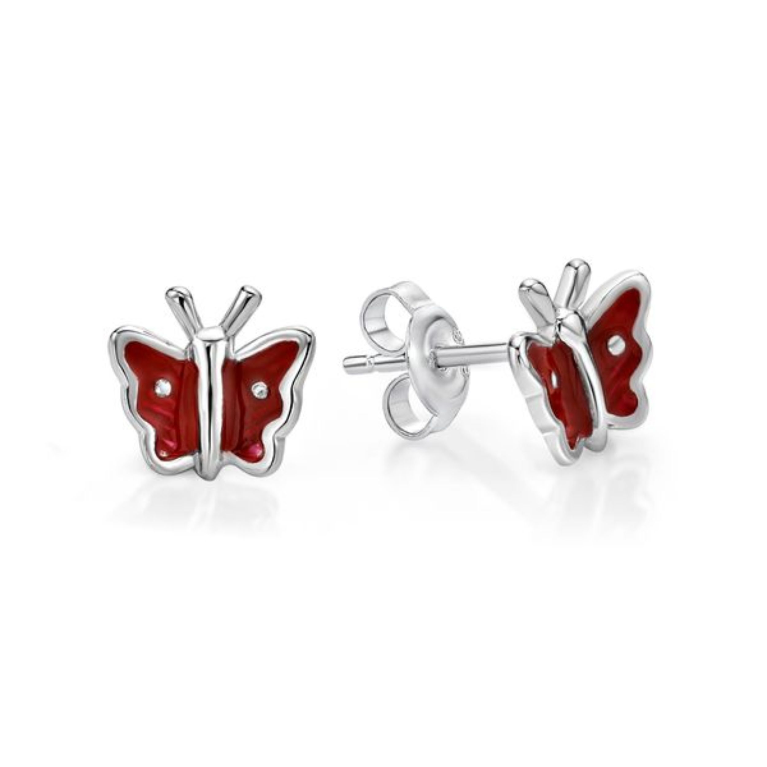 Picture of BUTTERFLY STUDS, RED INLAY