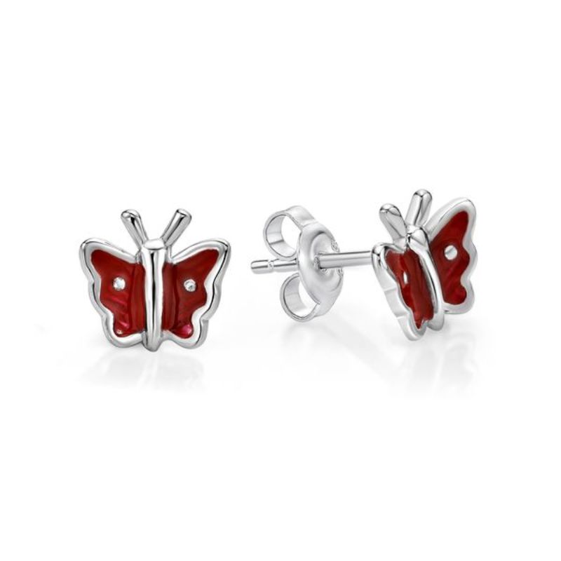 Picture of BUTTERFLY STUDS, RED INLAY