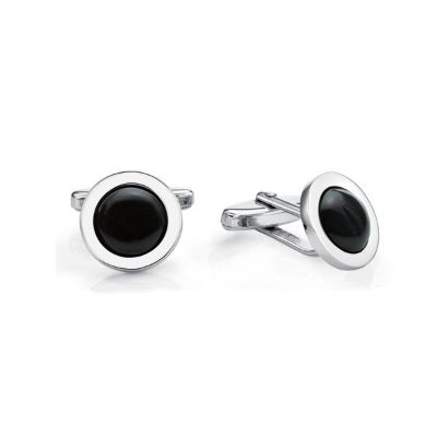 Picture of CUFFLINKS, ROUND,ONYX 14mm