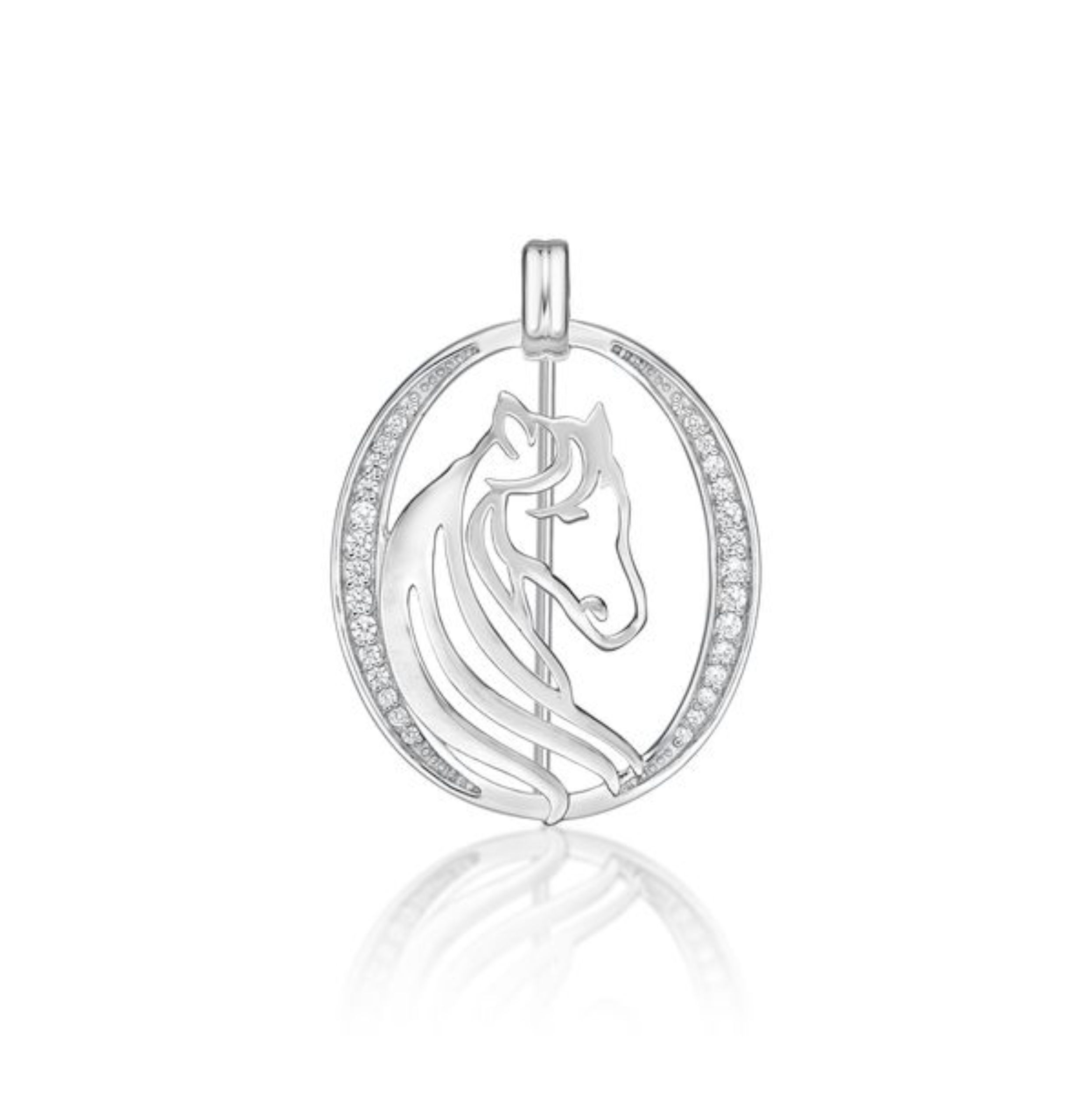 Picture of 24x30 OVAL, HORSE, CZ SIDES BROOCH