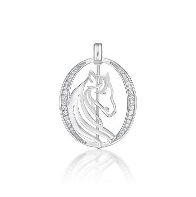 Picture of 24x30 OVAL, HORSE, CZ SIDES BROOCH