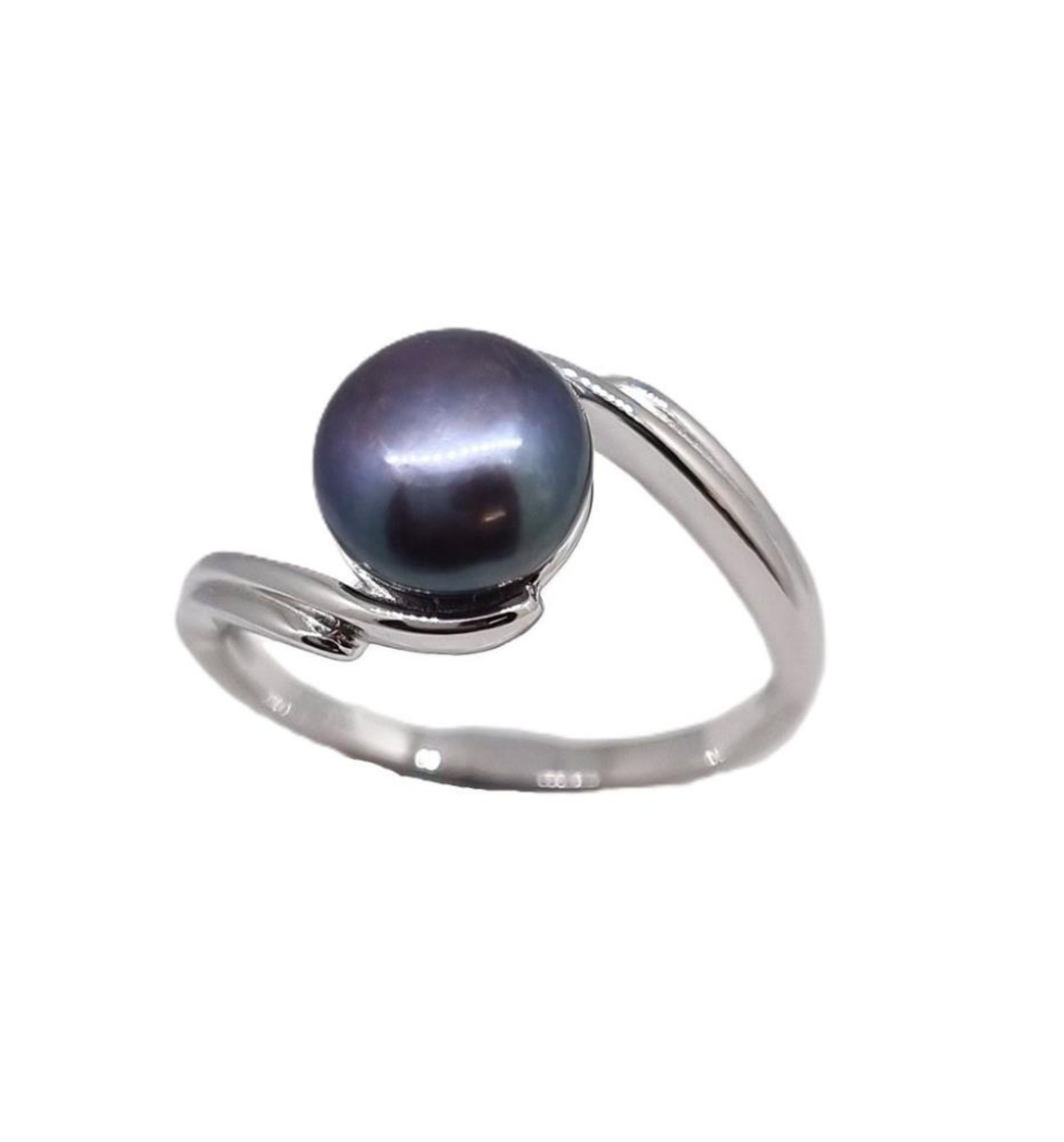 Picture of 8mm BUTTON PEARL RING BLK