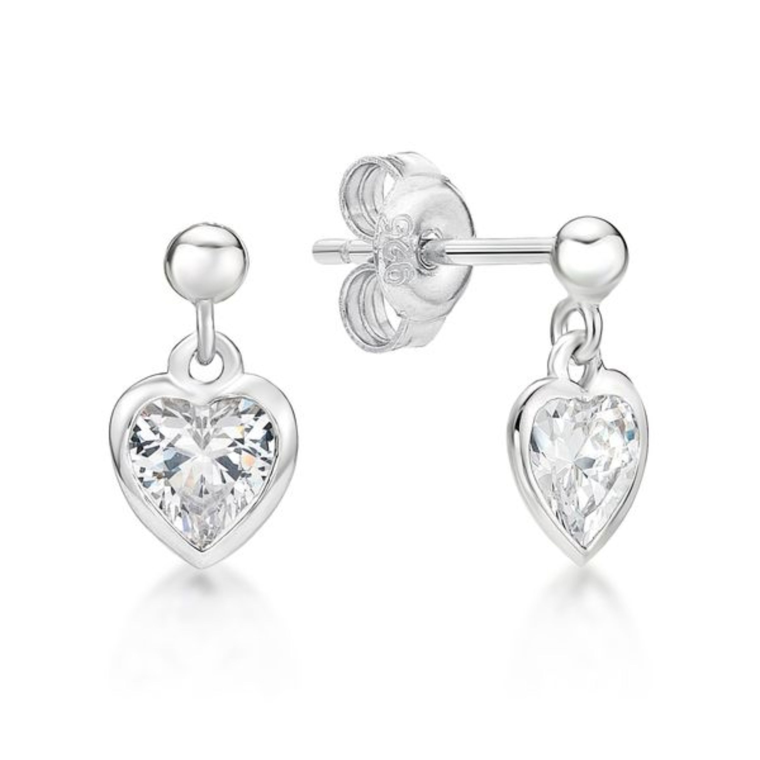 Picture of 5mm HEART R/O CZ, ON BALL STUDS WHITE