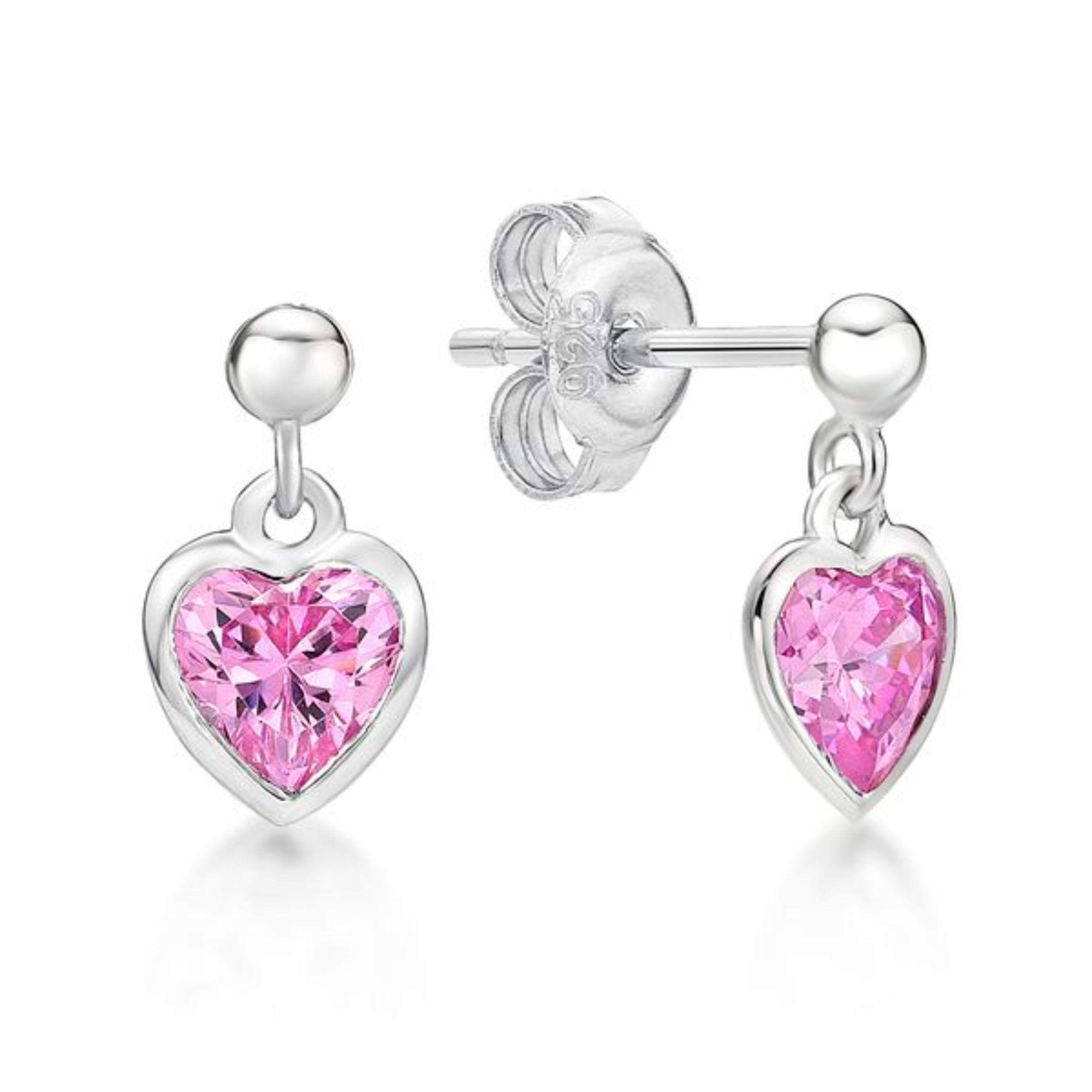 Picture of 5mm HEART R/O CZ, ON BALL STUDS PINK