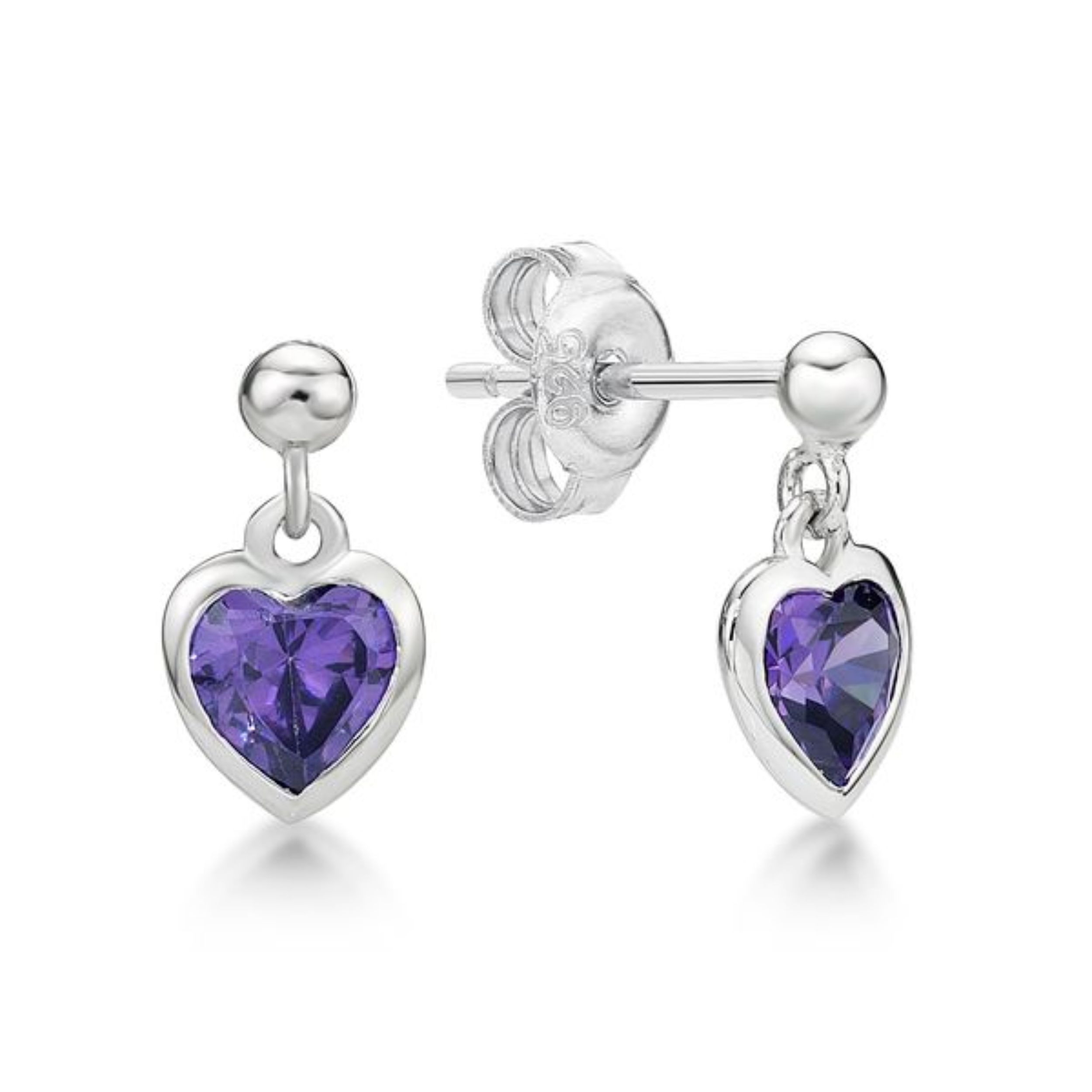 Picture of 5mm HEART R/O CZ, ON BALL STUDS PURPLE