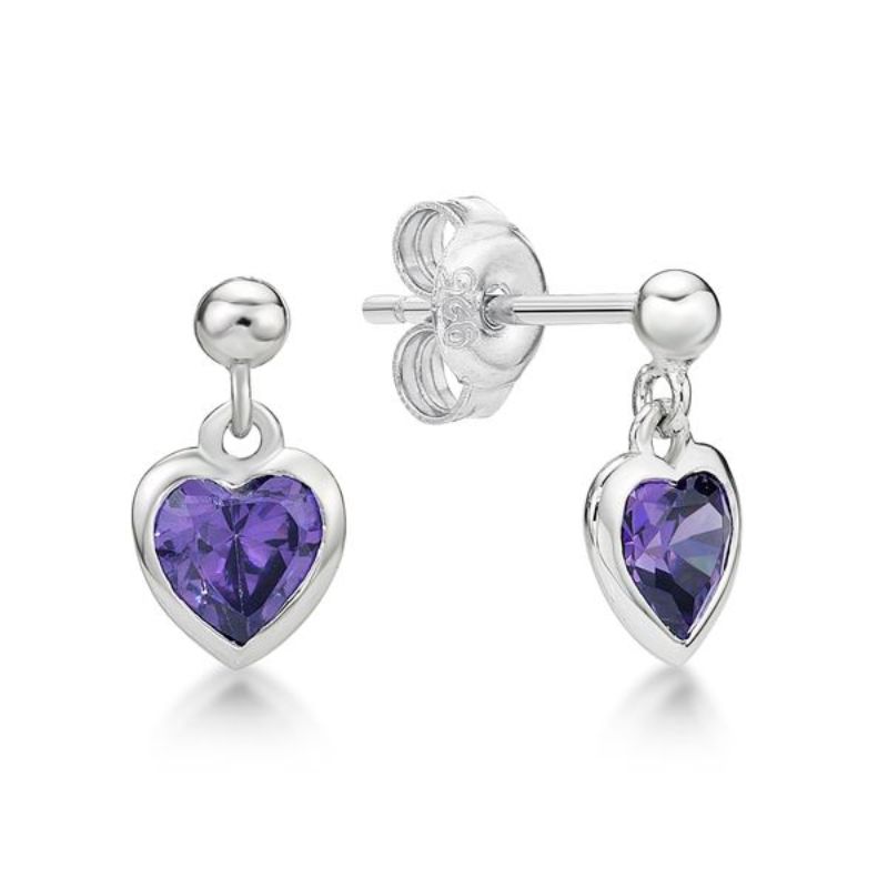 Picture of 5mm HEART R/O CZ, ON BALL STUDS PURPLE