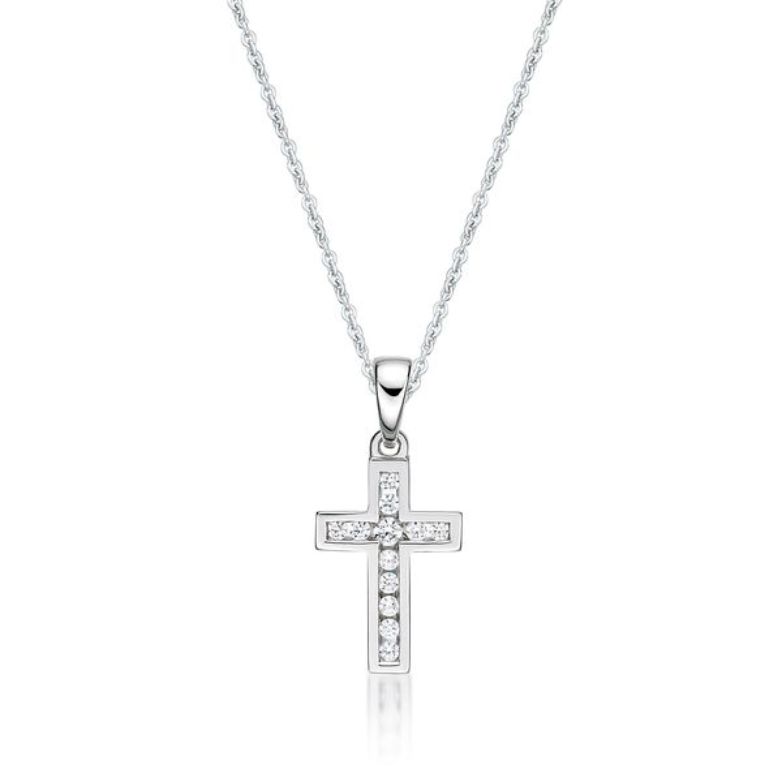 Picture of 12x CZ CHANNEL SET CROSS with CHAIN