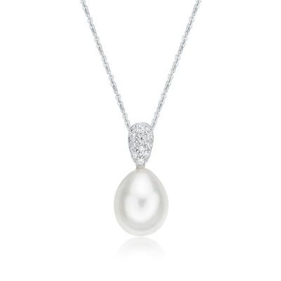 Picture of 8mm FW WHT, PAVE TEAR DROP with CHAIN