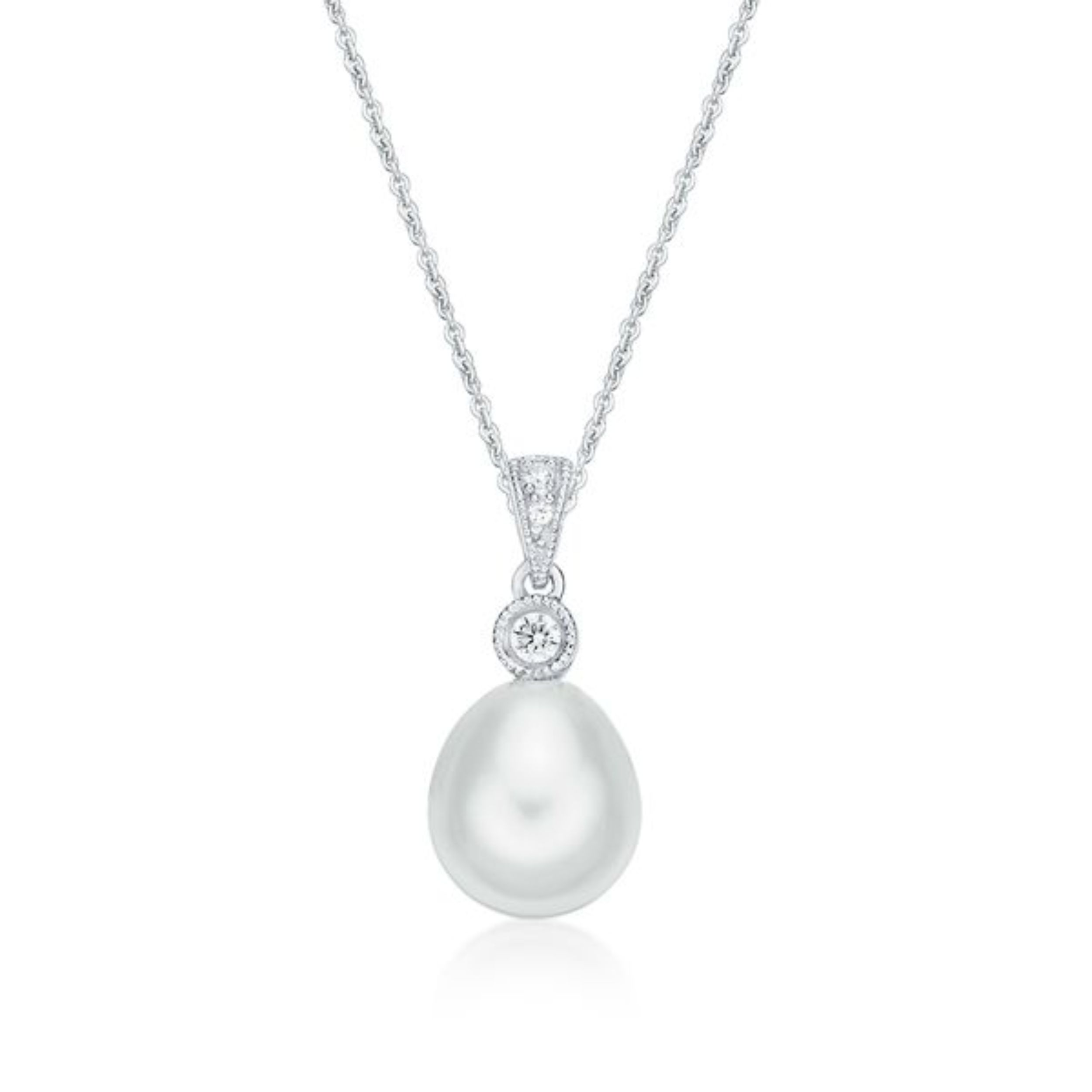 Picture of 8mm FW WHT, MILL GRAIN. PEND with CHAIN