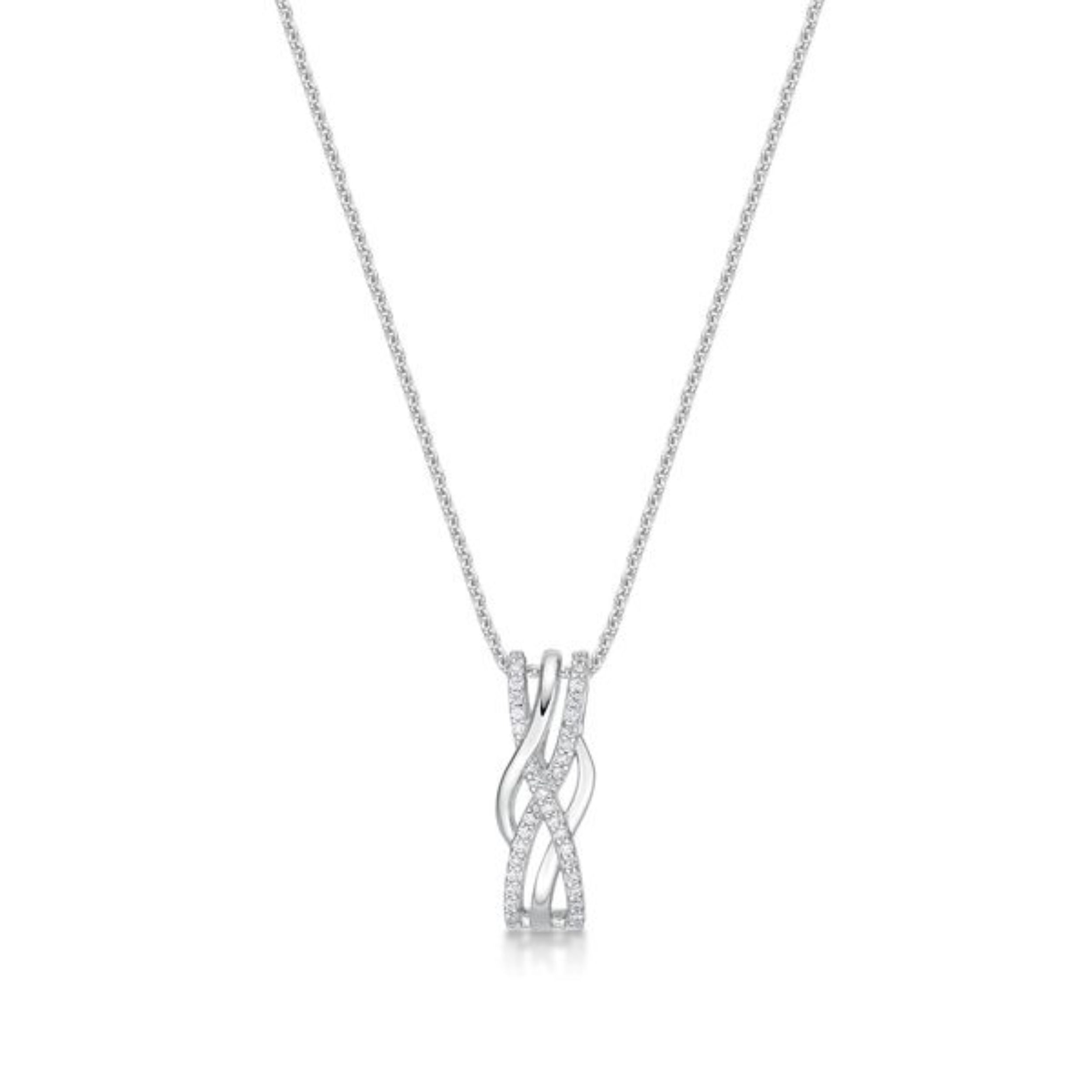Picture of CROSS OVER CZ, POLISH PLAIT. with CHAIN