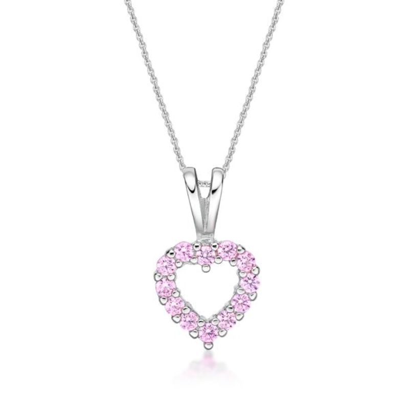 Picture of HEART, 12x CZ, SPLIT BAIL PINK with CHAIN