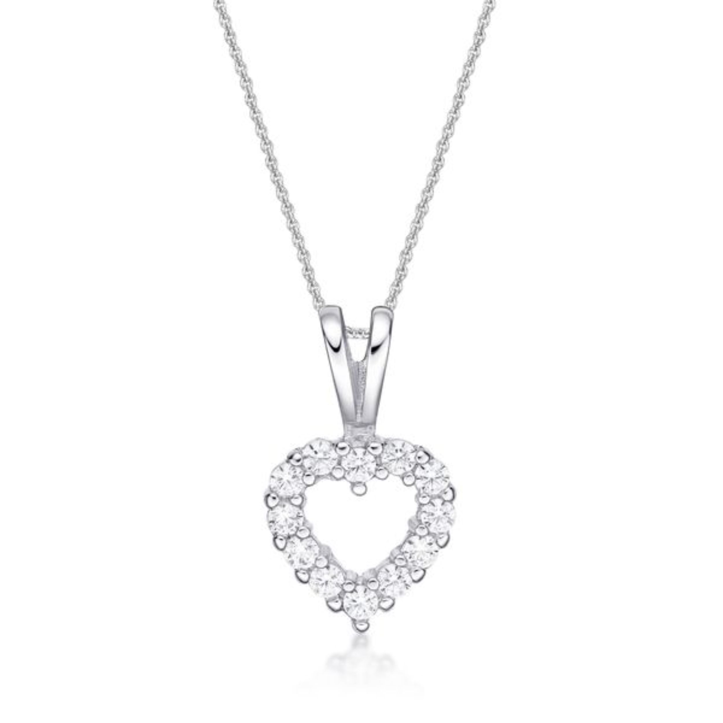 Picture of HEART, 12x CZ, SPLIT BAIL WH with CHAIN
