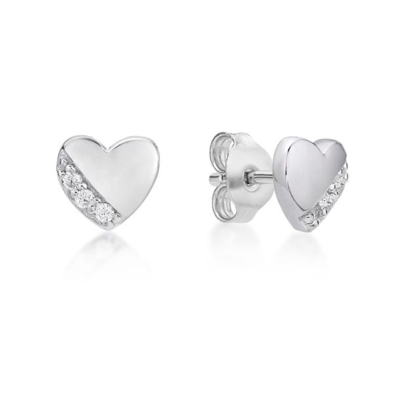 Picture of 2 ROW HEART, STUD EARRINGS