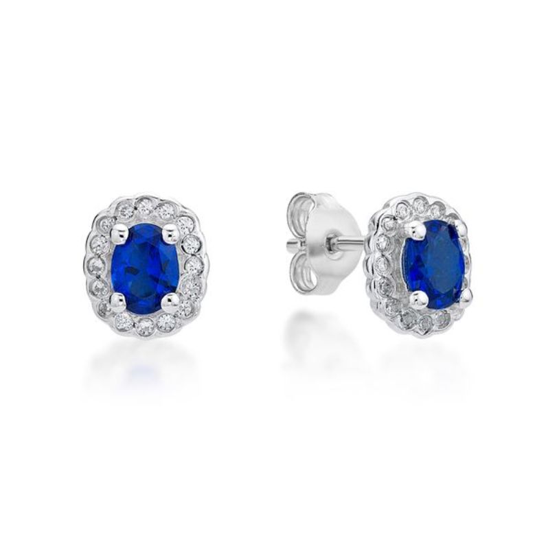 Picture of BLUE OVAL BEZEL CLUSTER CZ