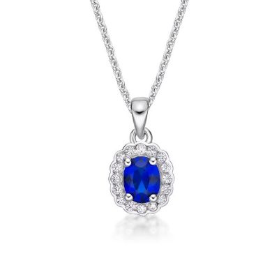 Picture of BLUE OVAL CHANNEL SET CZ with CHAIN