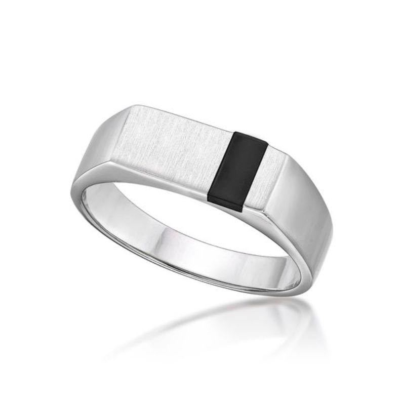 Picture of MENS RECT. SIGNET RING ONYX INLAY