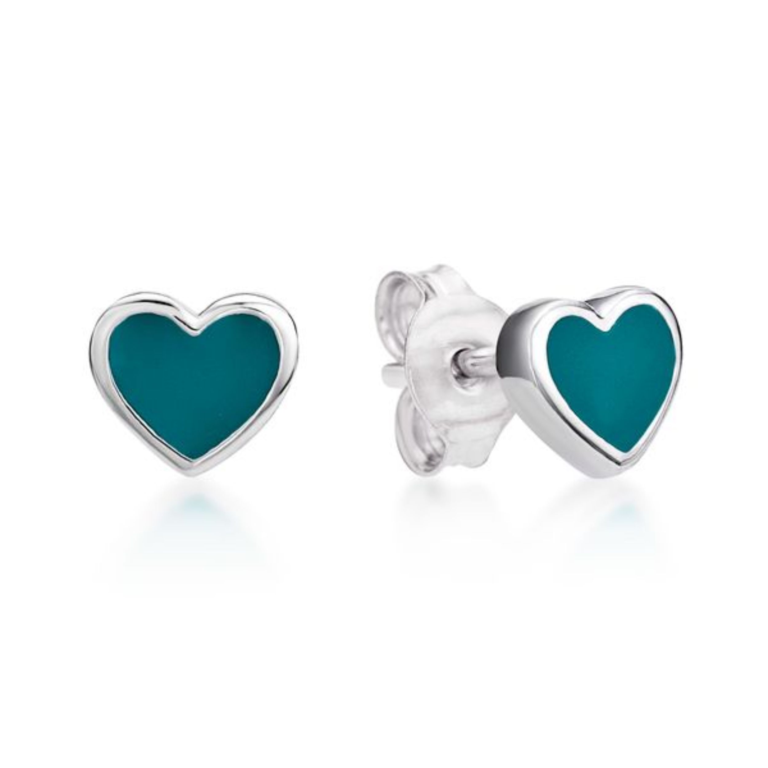 Picture of ENAMEL HEART STUDS, TEAL