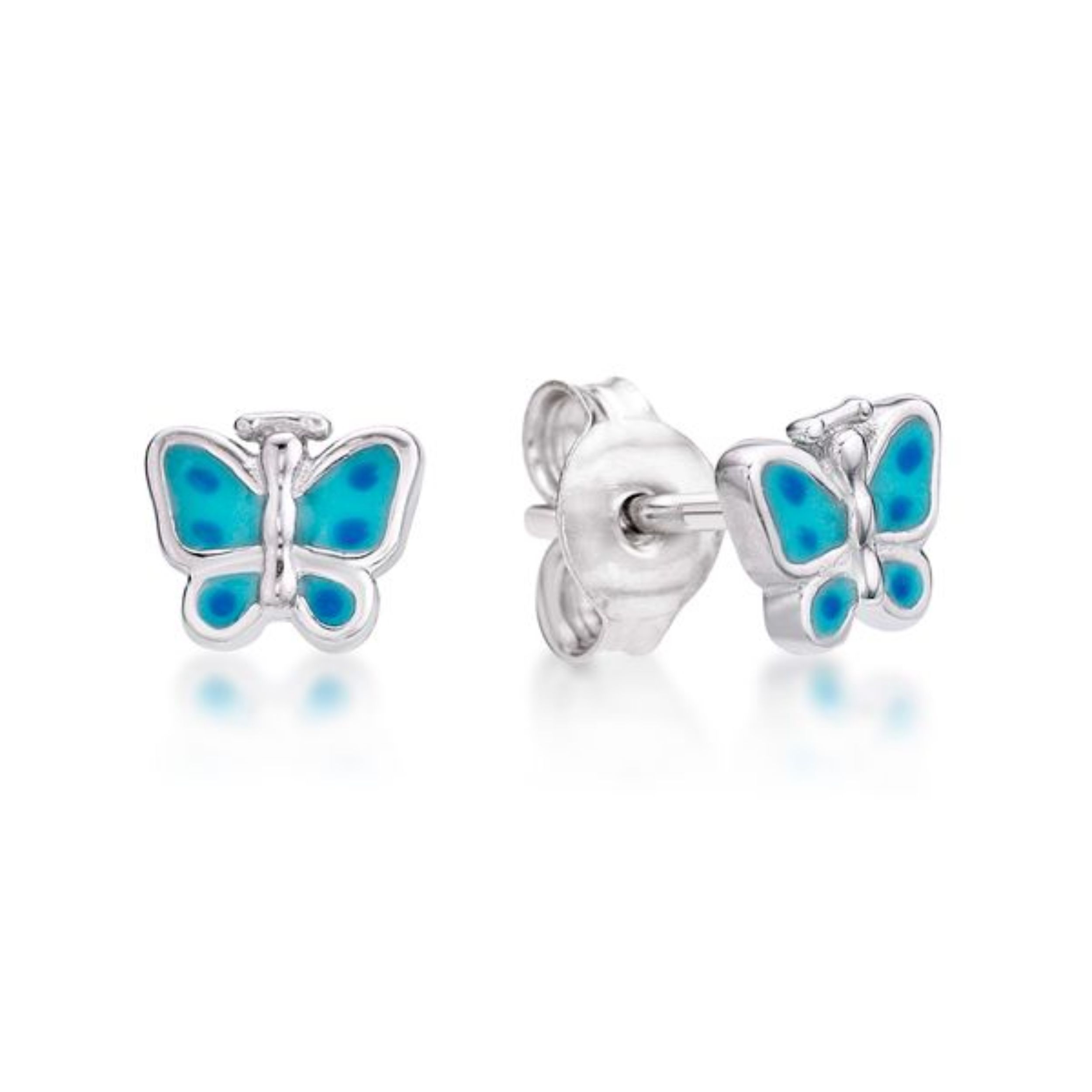 Picture of ENAMEL BUTTERFLY STUDS, BLUE SPOTS