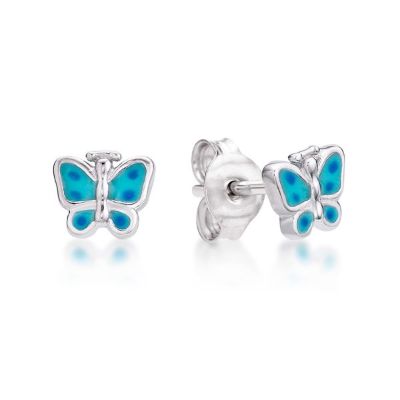 Picture of ENAMEL BUTTERFLY STUDS, BLUE SPOTS