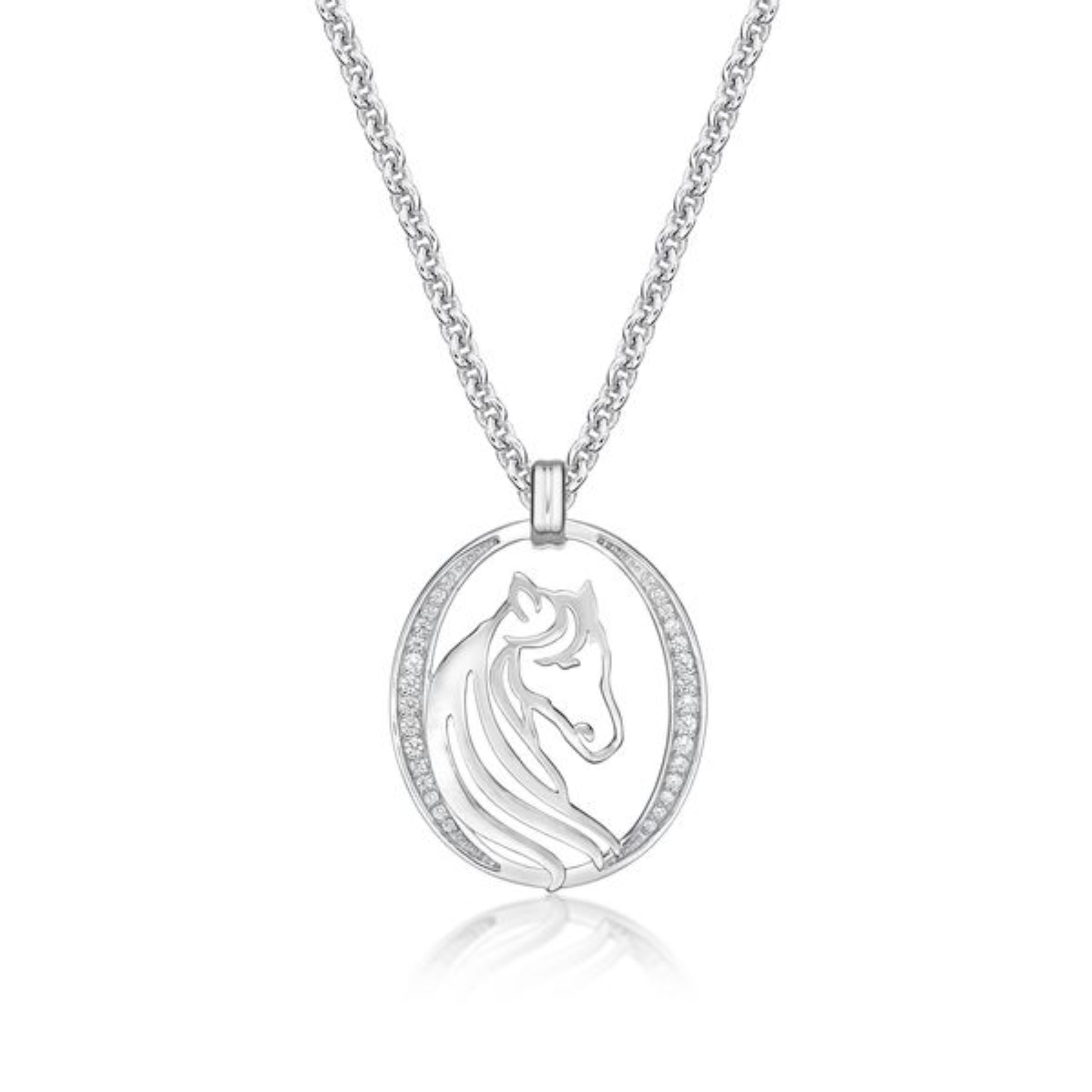 Picture of 24x30 OVAL, HORSE, CZ SIDES ALL RH with chain