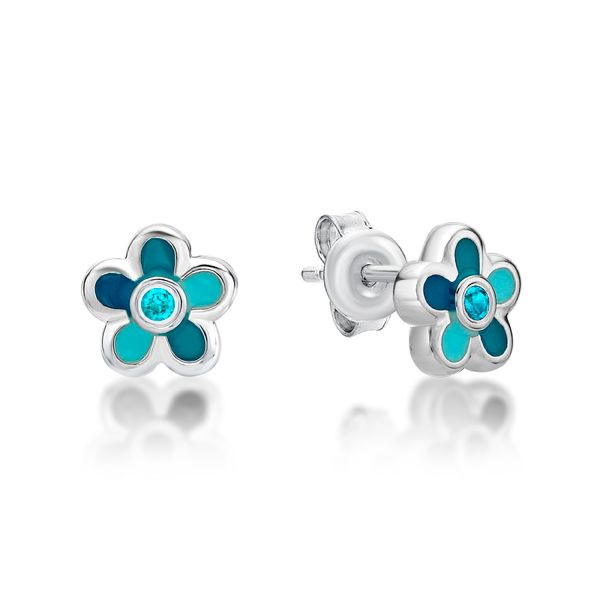 Picture of TURQ.BLUE STONE CTR, ENAMEL FLOWER