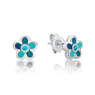Picture of TURQ.BLUE STONE CTR, ENAMEL FLOWER