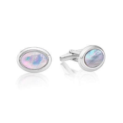 Picture of CUFFLINK, OVAL MOP, STERLING SILVER