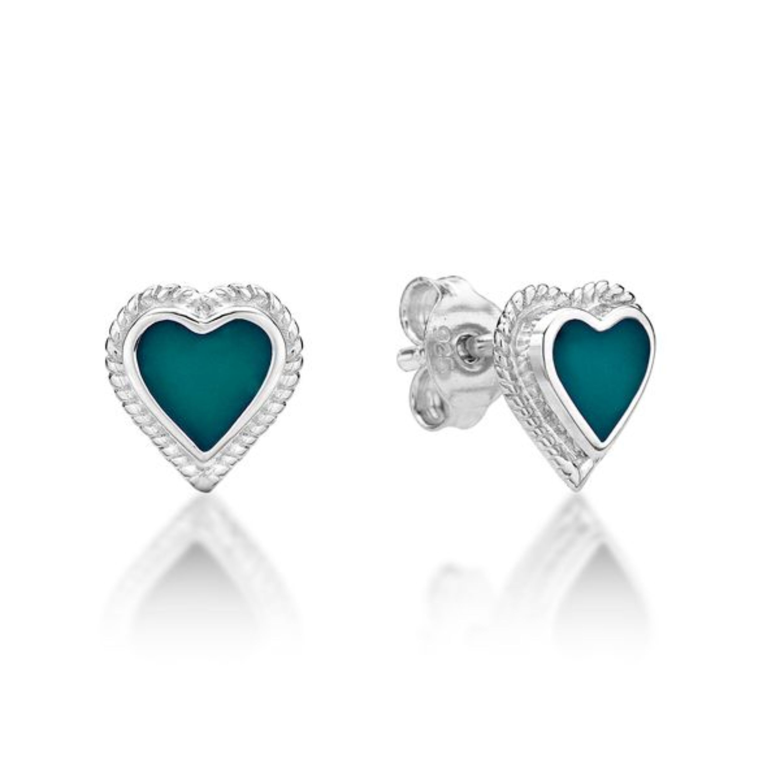 Picture of TEAL HEART STUDS WITH FAUX TWIST