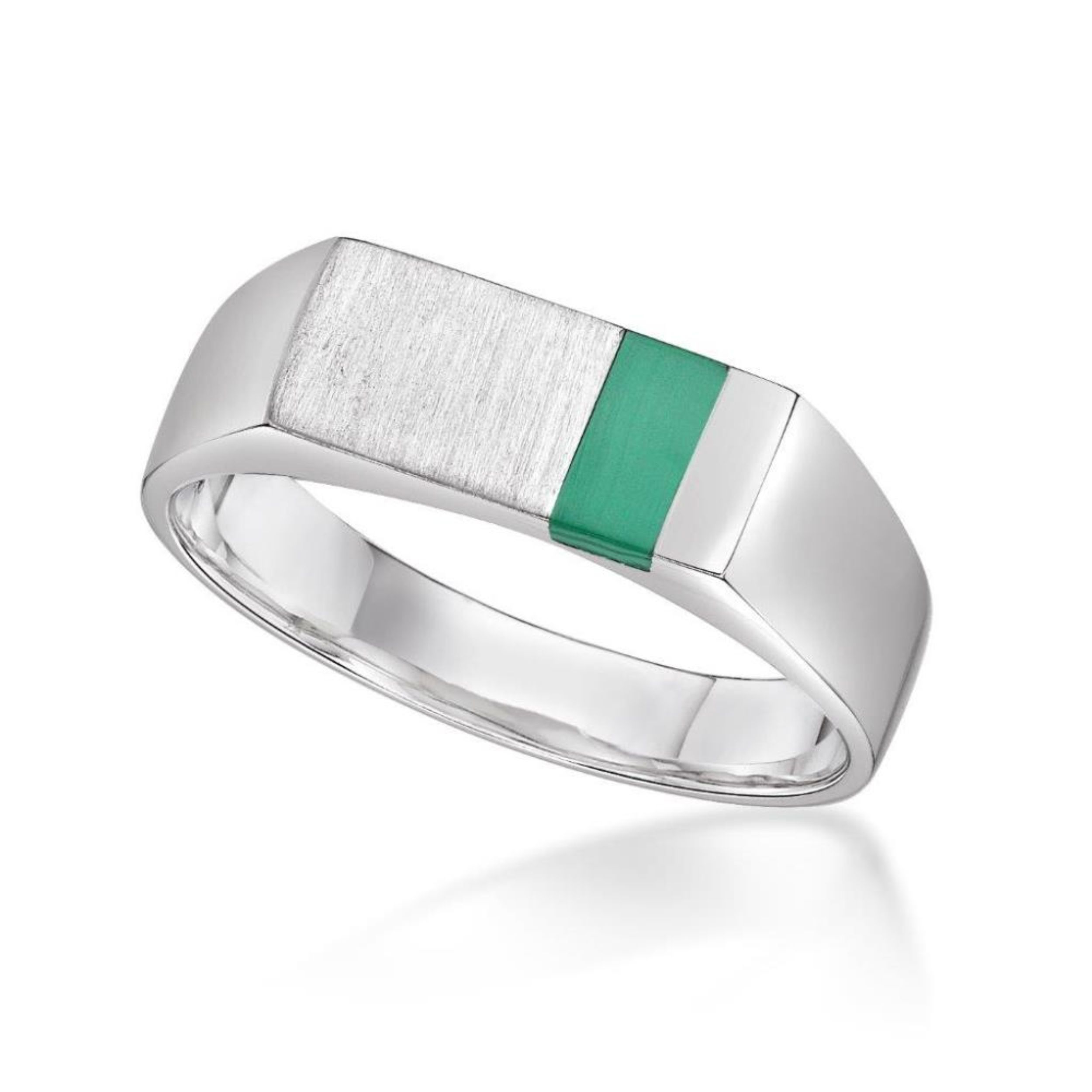 Picture of MENS RECT. SIGNET RING, MALACHITE INLAY