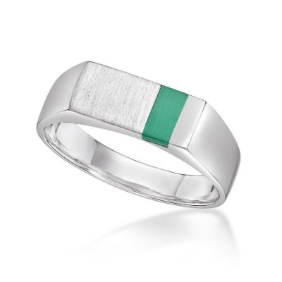 Picture of MENS RECT. SIGNET RING, MALACHITE INLAY