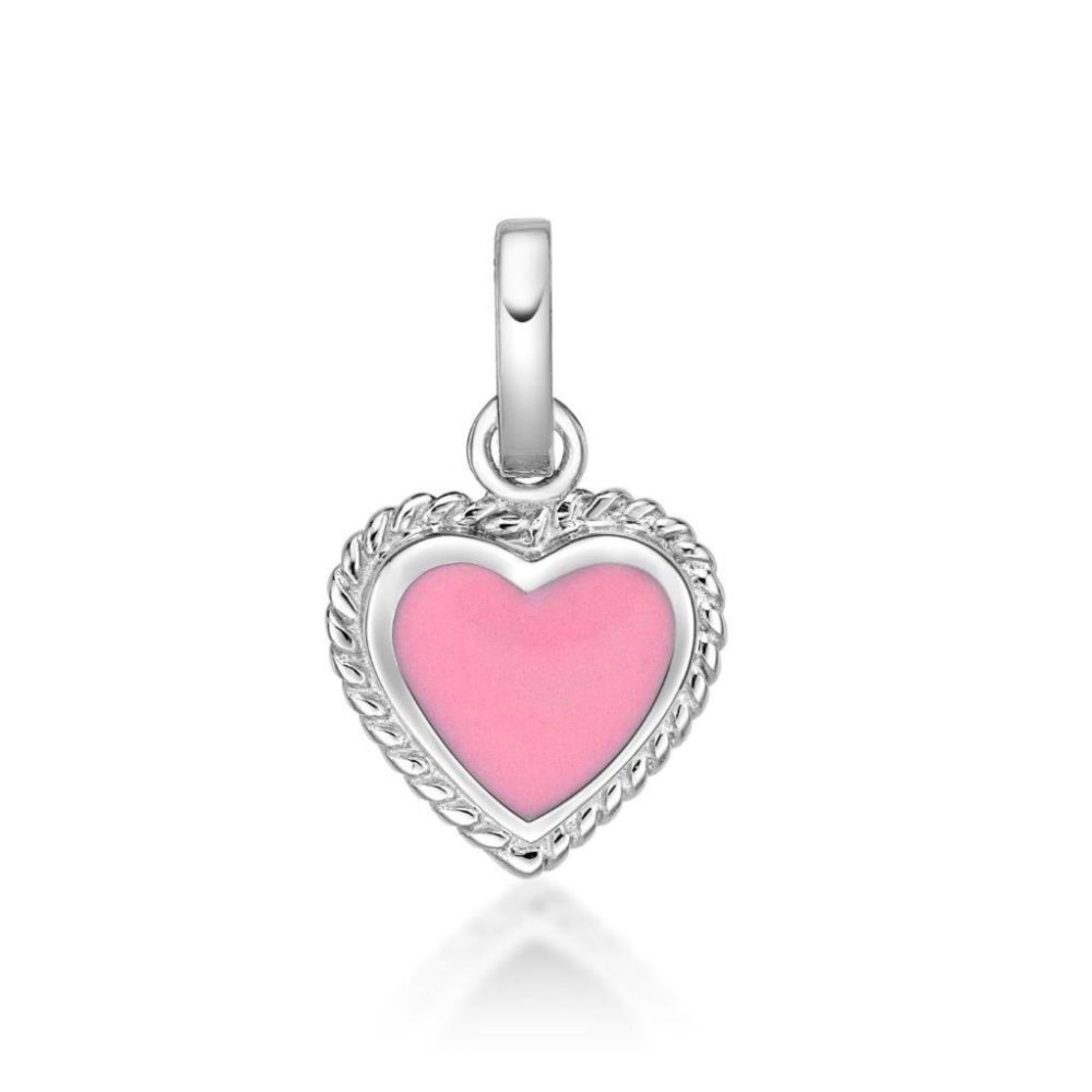 Picture of PINK ENAMEL HEART, FAUX TWIST, PEND