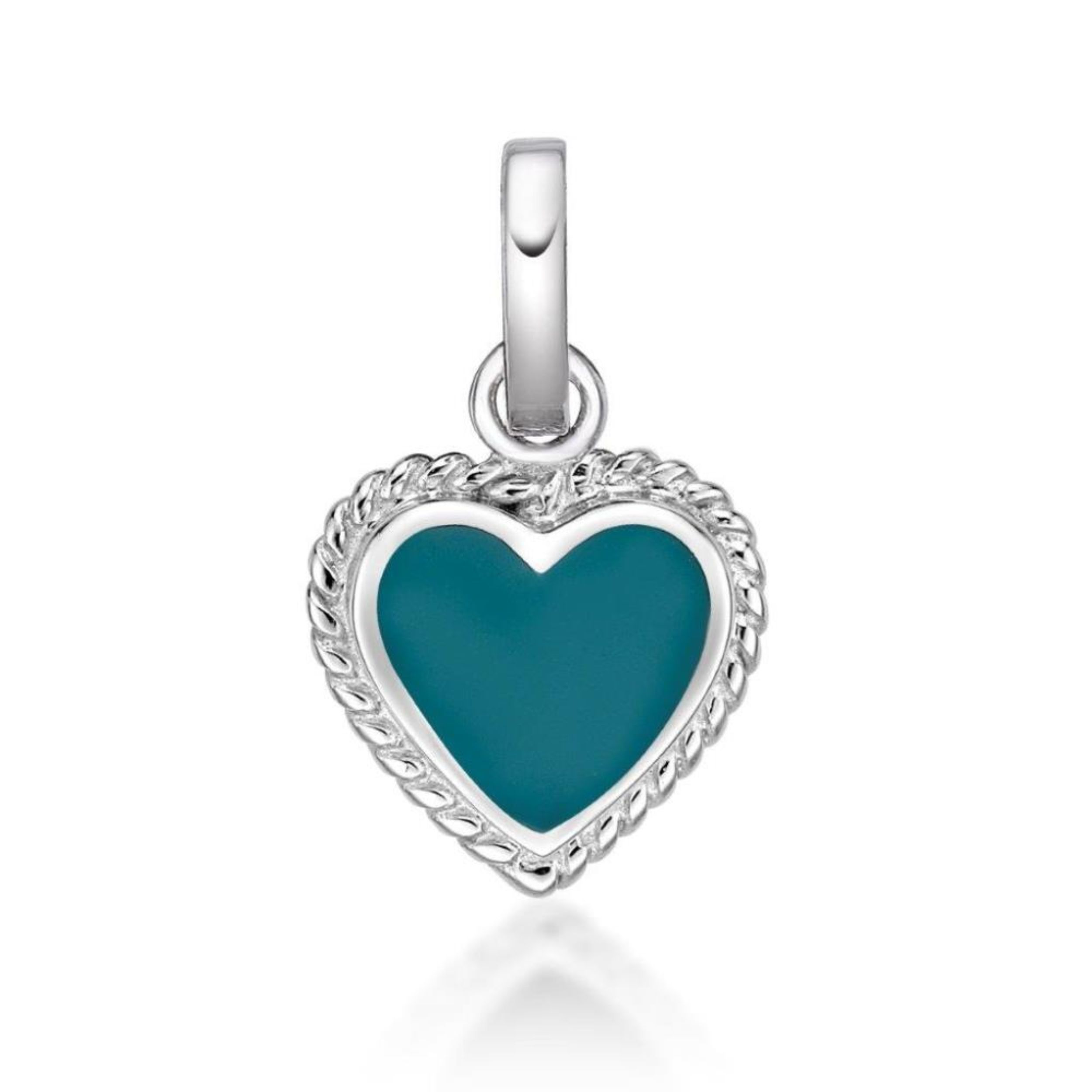 Picture of TEAL ENAMEL HEART, FAUX TWIST, PEND