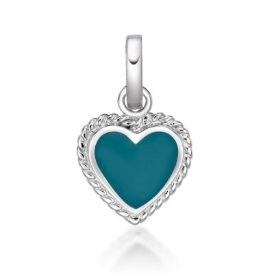 Picture of TEAL ENAMEL HEART, FAUX TWIST, PEND