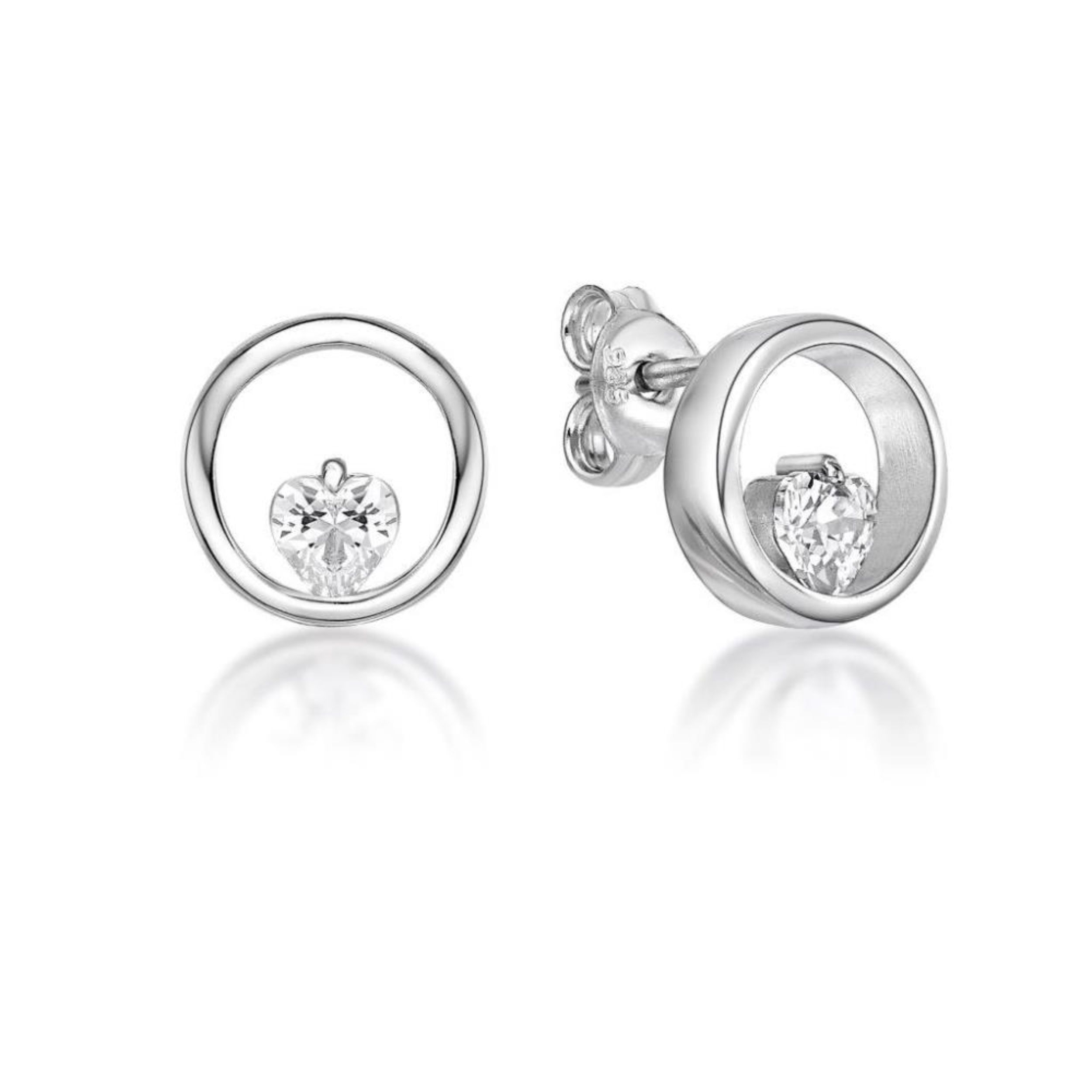 Picture of STUD, POLISHED CIRCLE, HEART CZ