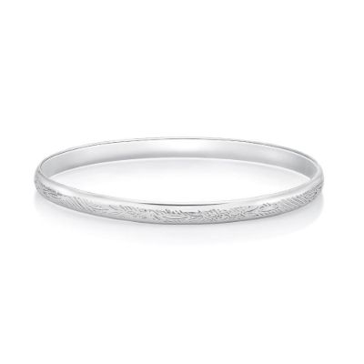 Picture of BANGLE, OVAL, FERN ENGRAVING, 60mm