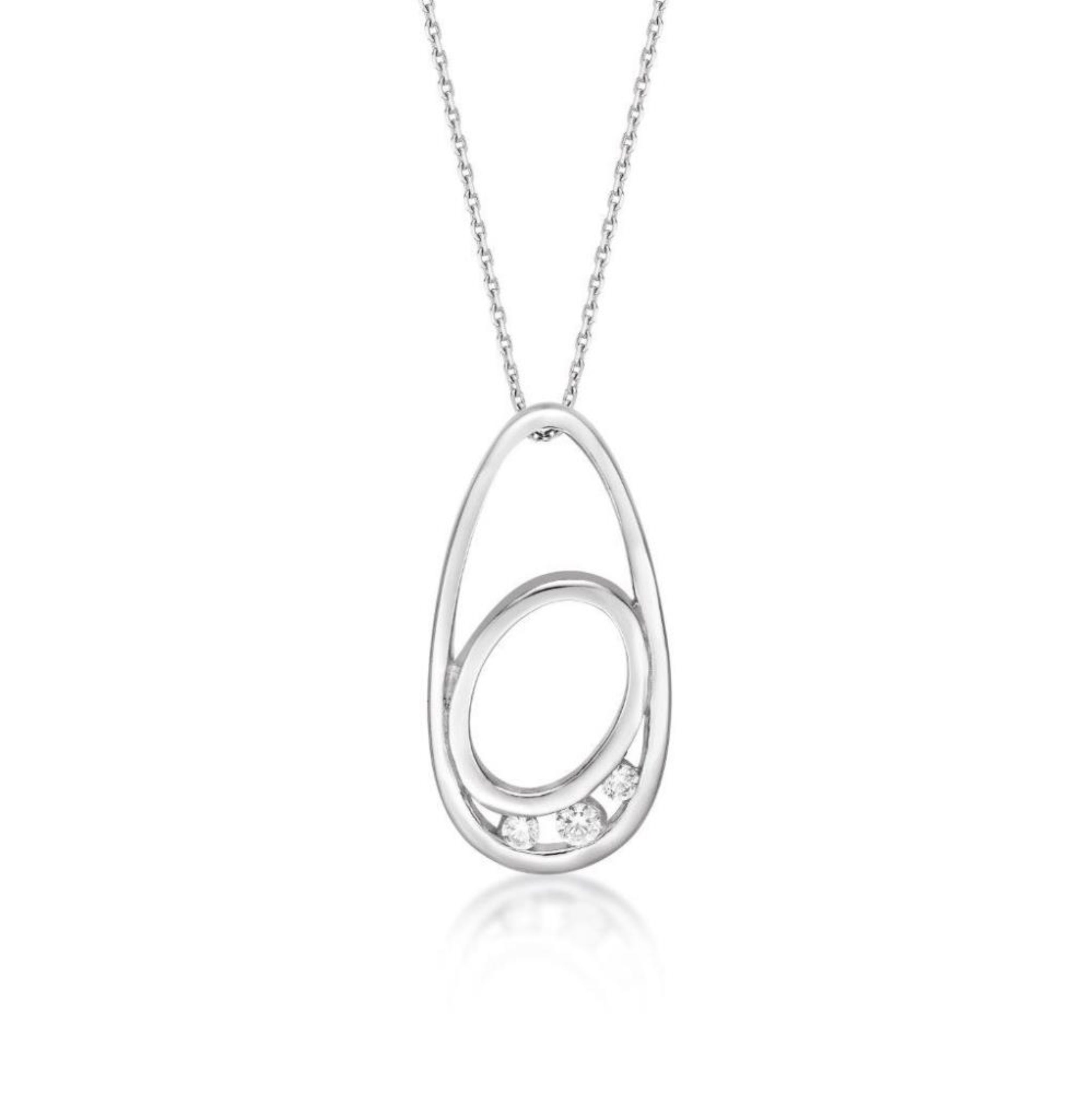 Picture of SLIDER WITH OFFSET OVAL, 3x CZ, with chain