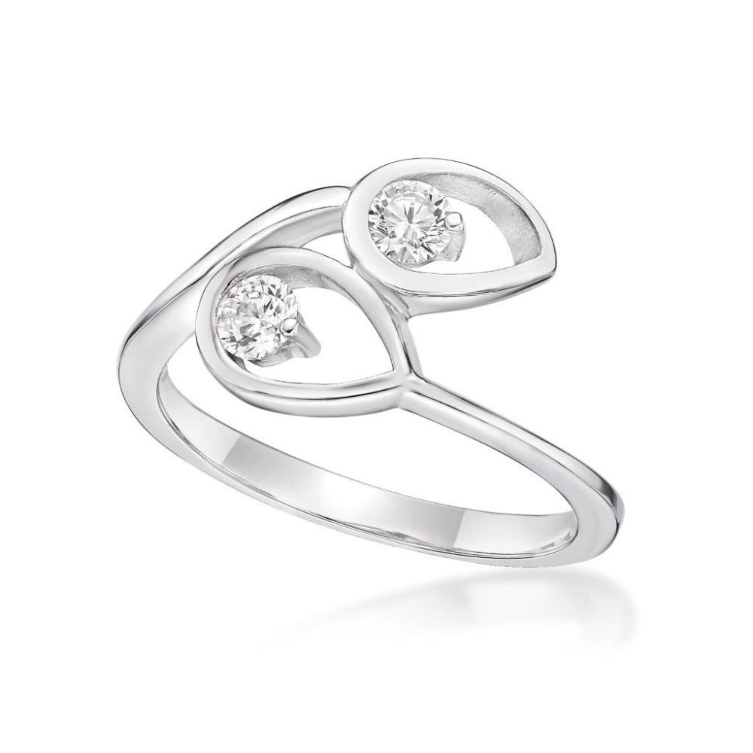 Picture of DOUBLE PEAR SHAPE RING, 2xCZ, 9x6