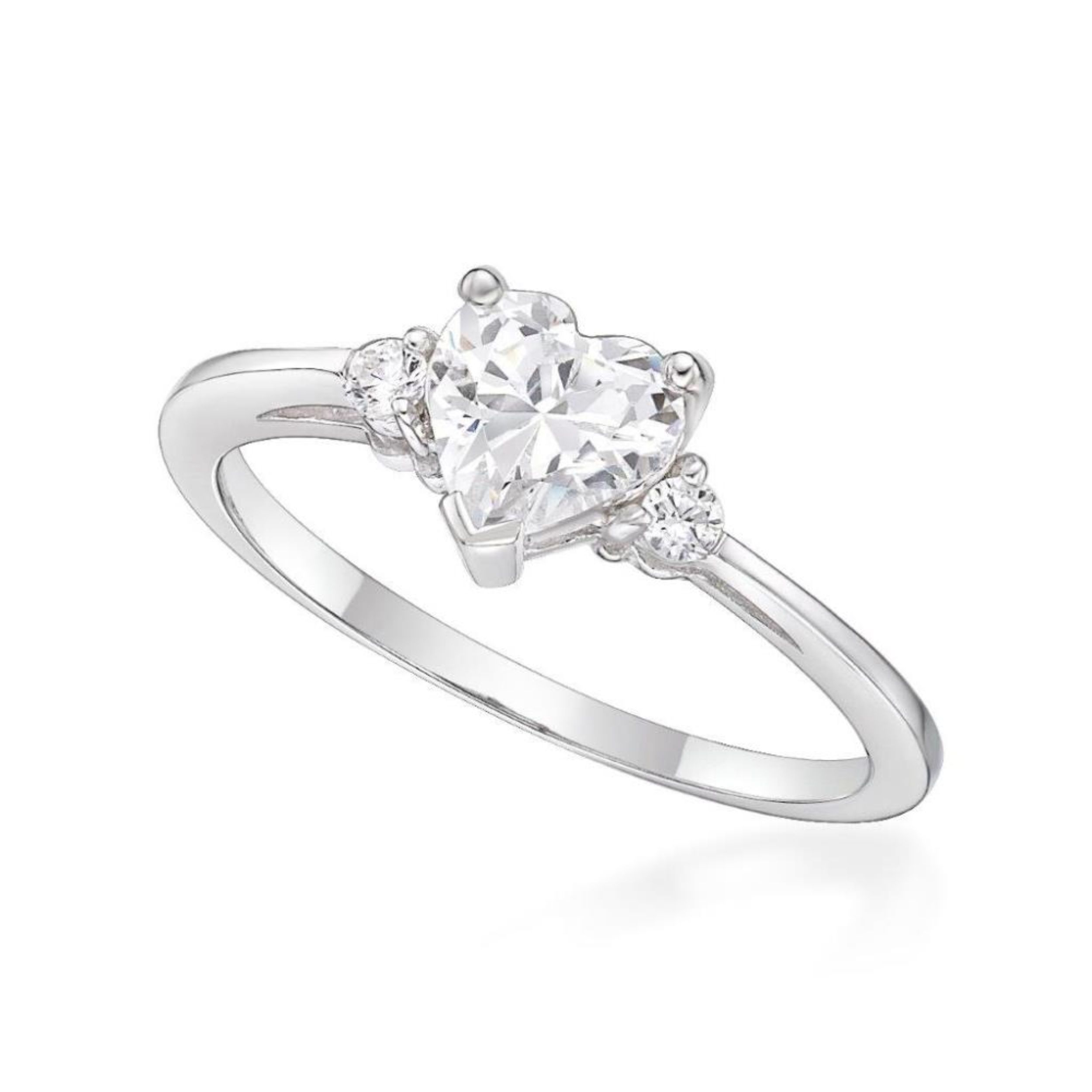Picture of HEART RING, 2xCZ SHOULDERS