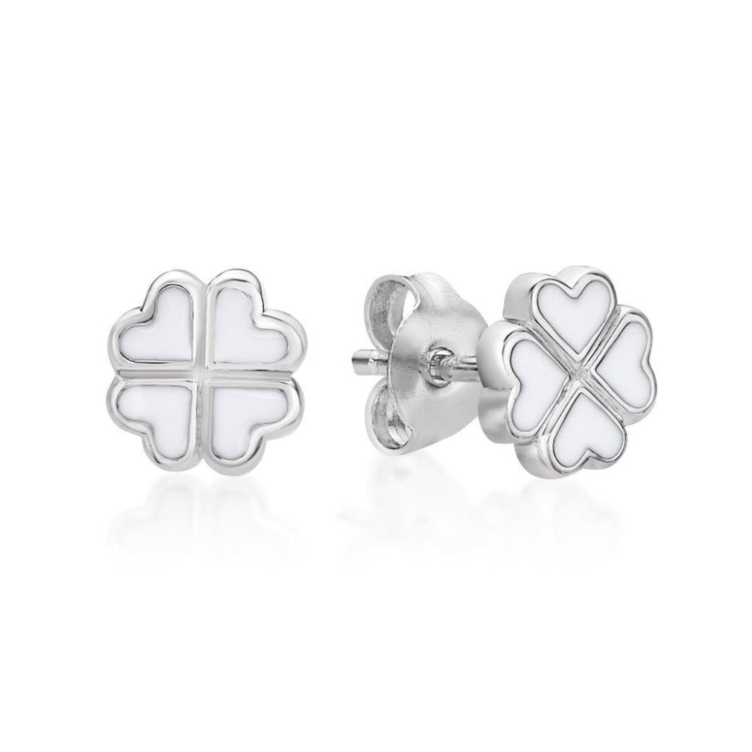 Picture of 12mm WHITE ENAMEL CLOVER HEARTS, STUDS