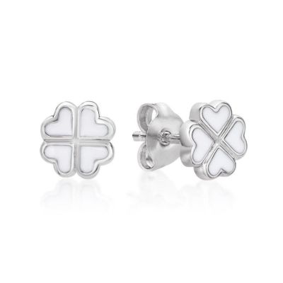 Picture of 12mm WHITE ENAMEL CLOVER HEARTS, STUDS