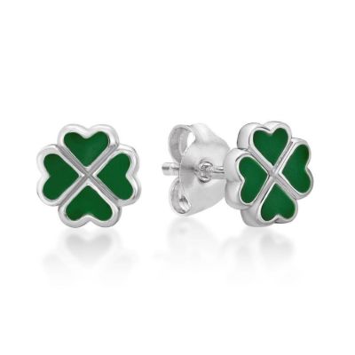 Picture of 12mm GREEN ENAMEL CLOVER HEARTS, STUDS