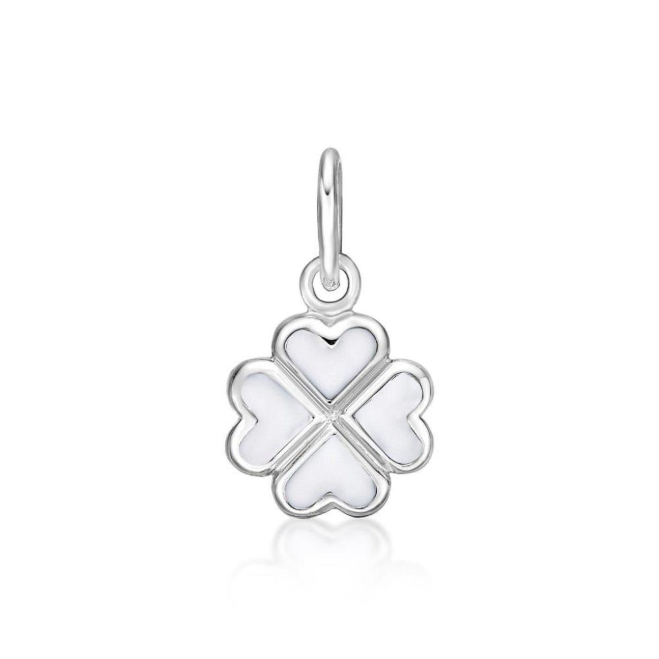 Picture of 12mm WHITE ENAMEL CLOVER HEARTS, PENDANT