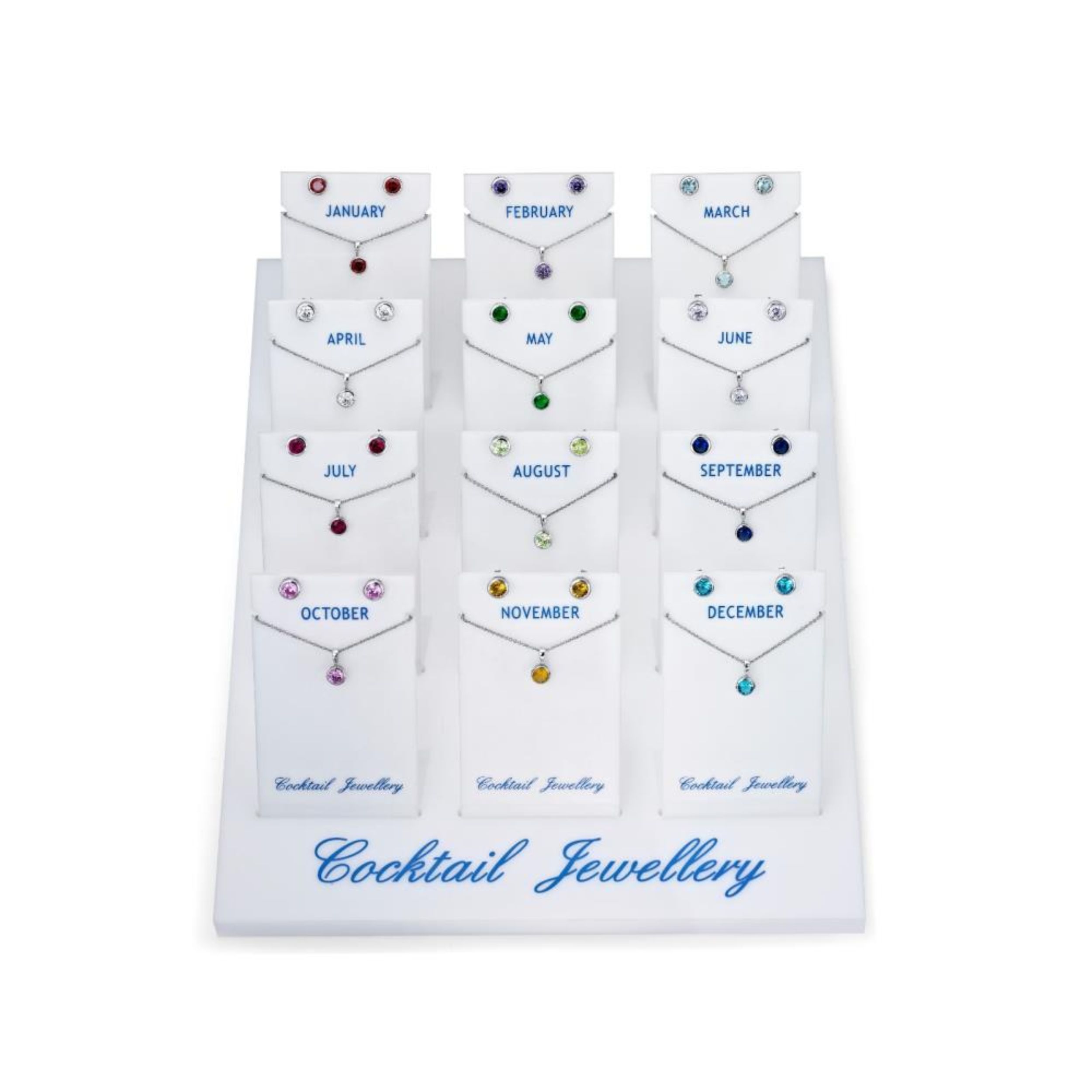 Picture of BEZEL BIRTHSTONE SET Inc.'sEARRINGS & PENDANTS with chains
