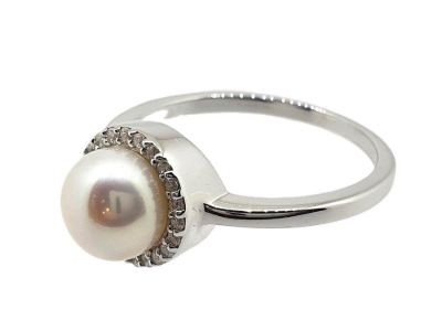 Picture of CZ CIRCLE CLUSTER 7mm FW PEARL RING