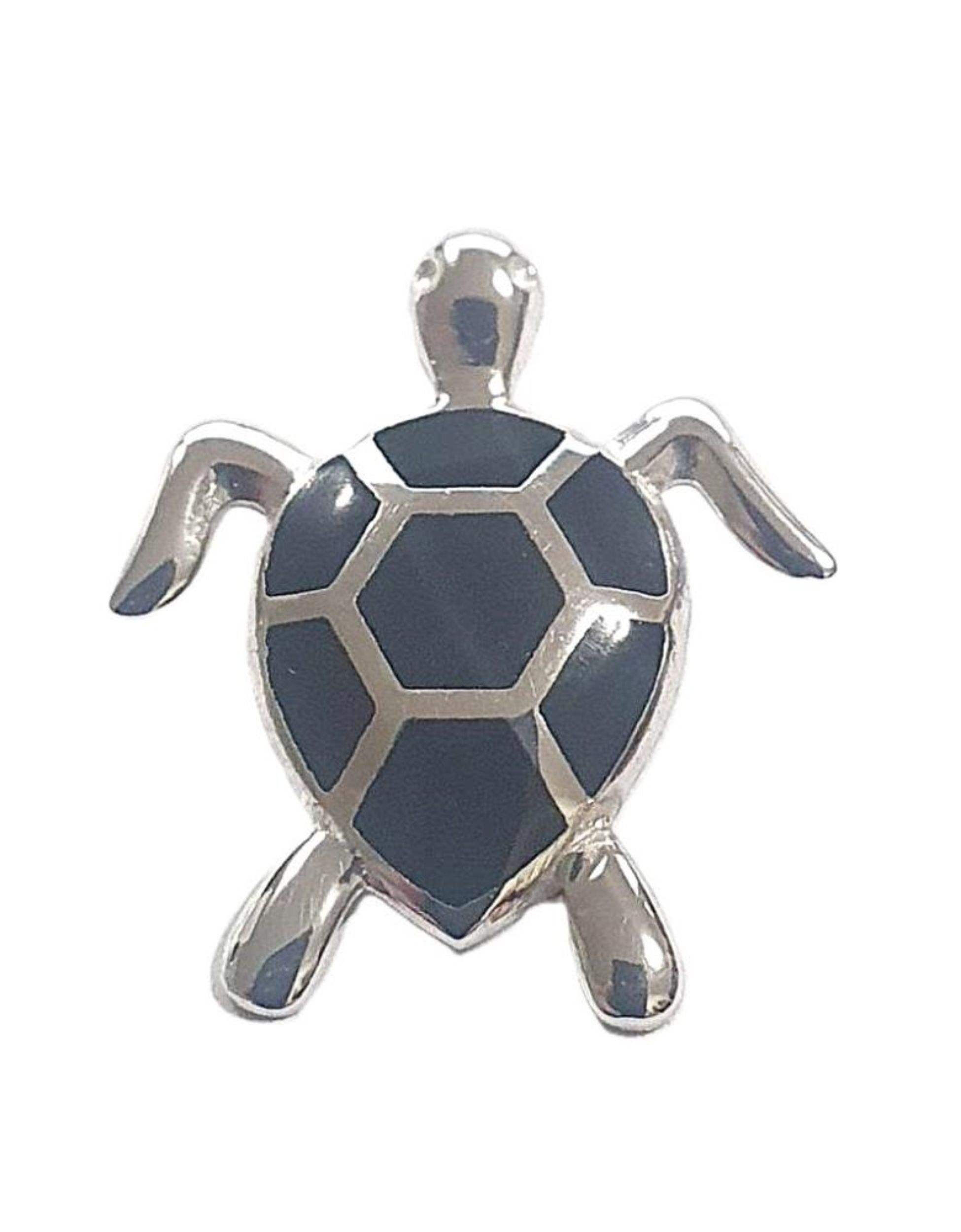 Picture of TURTLE PENDANT, BLACK AGATE INLAY, 20mm LONG