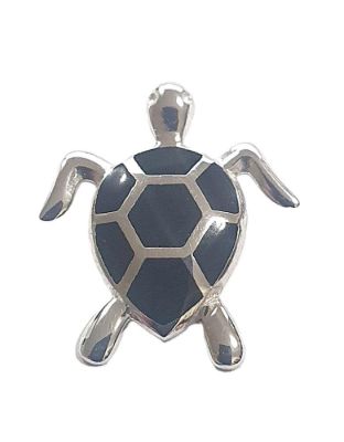 Picture of TURTLE PENDANT, BLACK AGATE INLAY, 20mm LONG